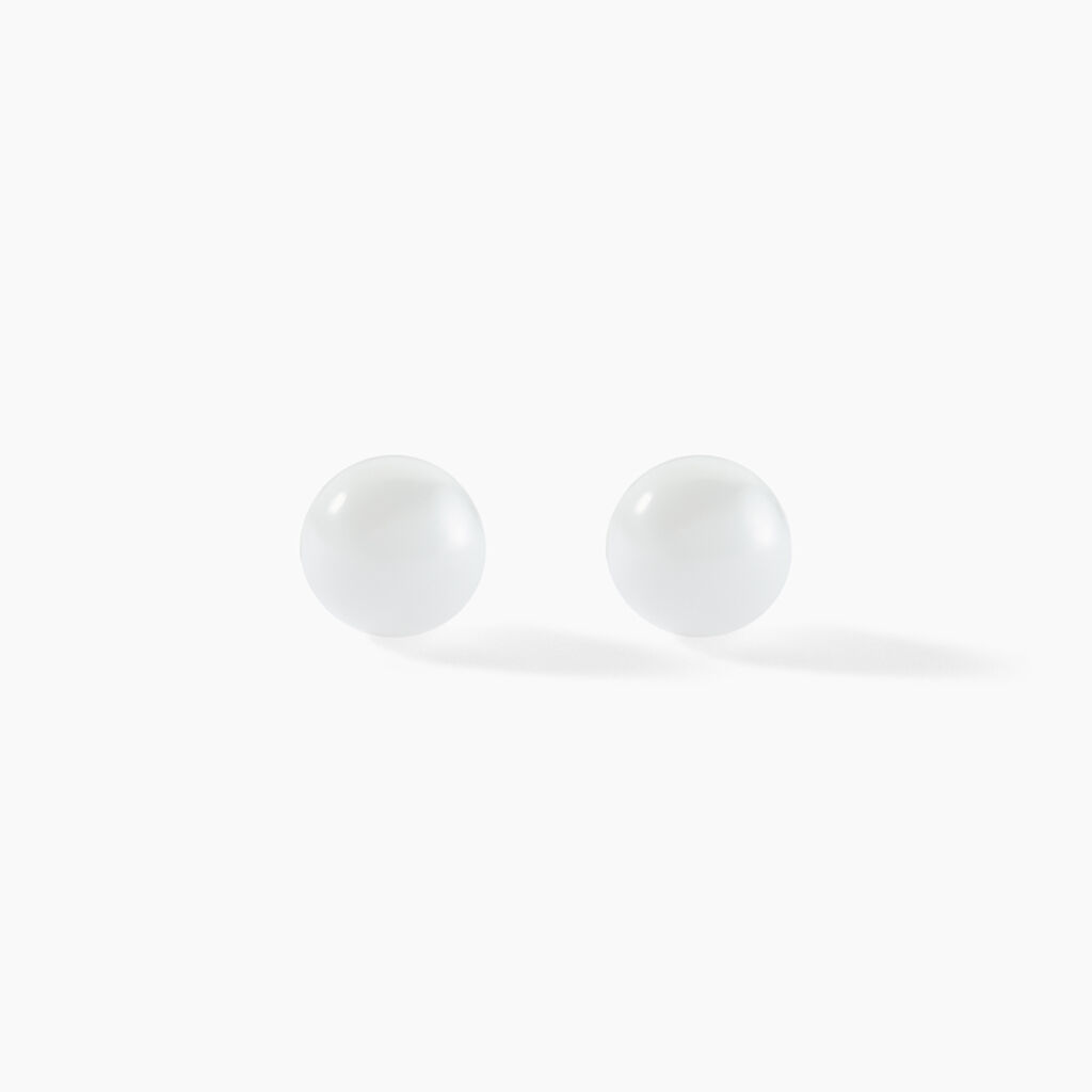 Boucles D'oreilles Puces Solene Argent Blanc Céramique - Puces Femme | Marc Orian