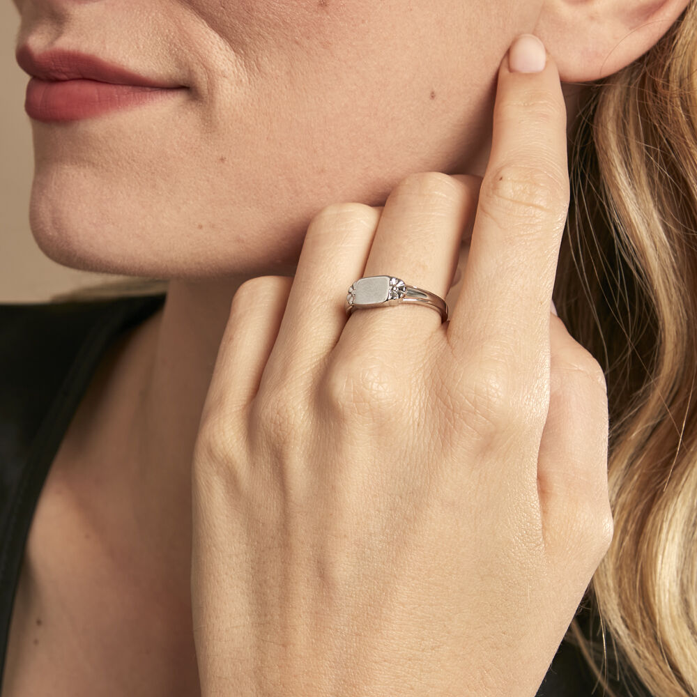 Chevalière Darian Argent Blanc - Chevalières Femme | Marc Orian