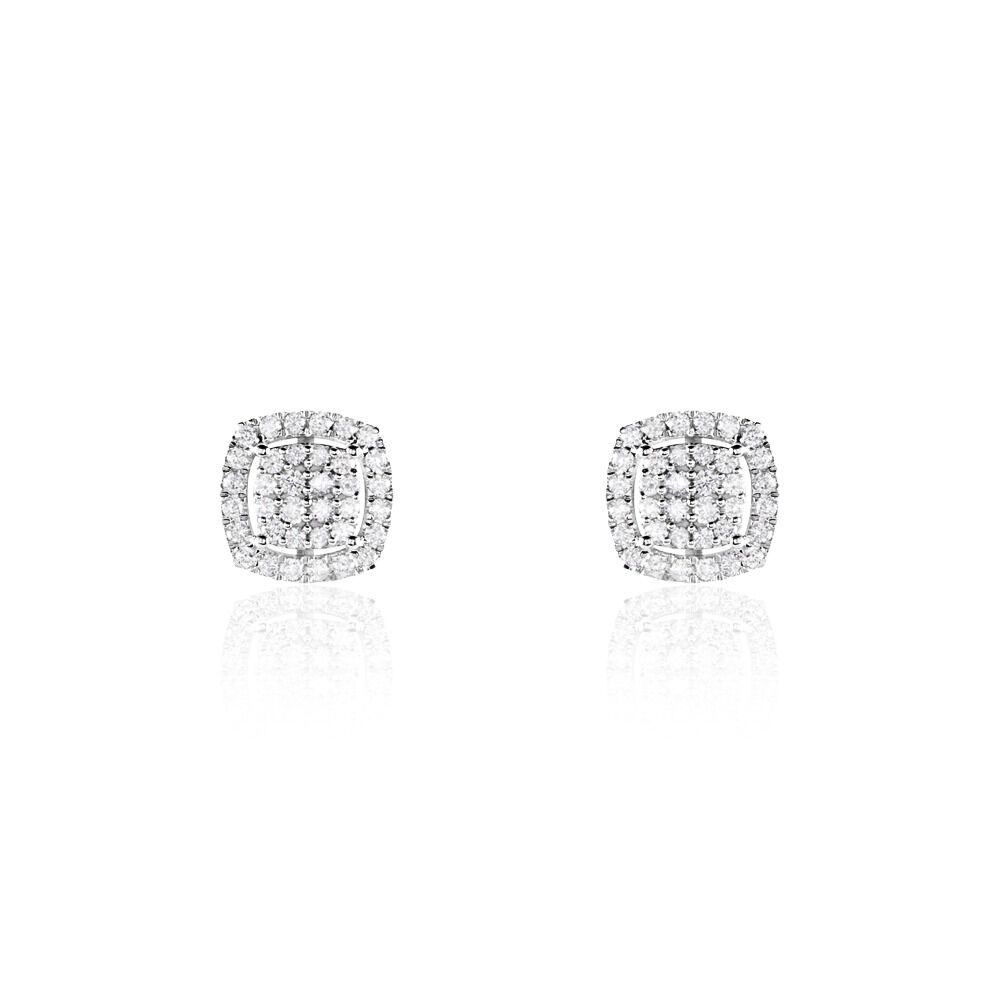 Boucles D'oreilles Puces Or Blanc Naveen Diamants Synth&eacute;tiques - Puces Femme | Marc Orian