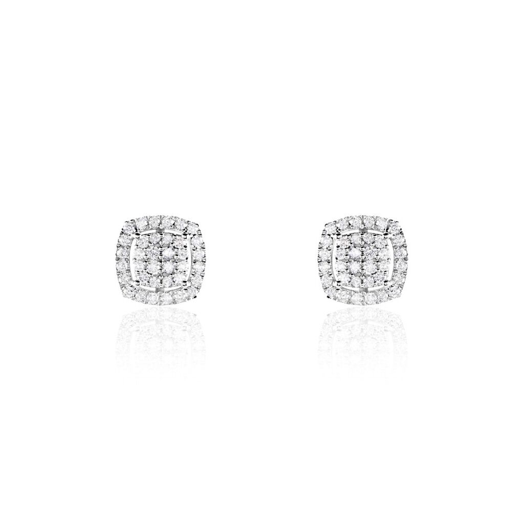 Boucles D'oreilles Puces Or Blanc Naveen Diamants Synth&eacute;tiques - Puces Femme | Marc Orian