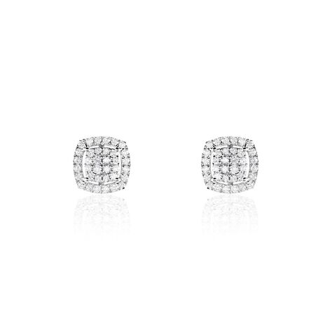 Boucles D'oreilles Puces Or Blanc Naveen Diamants Synth&eacute;tiques - Puces Femme | Marc Orian