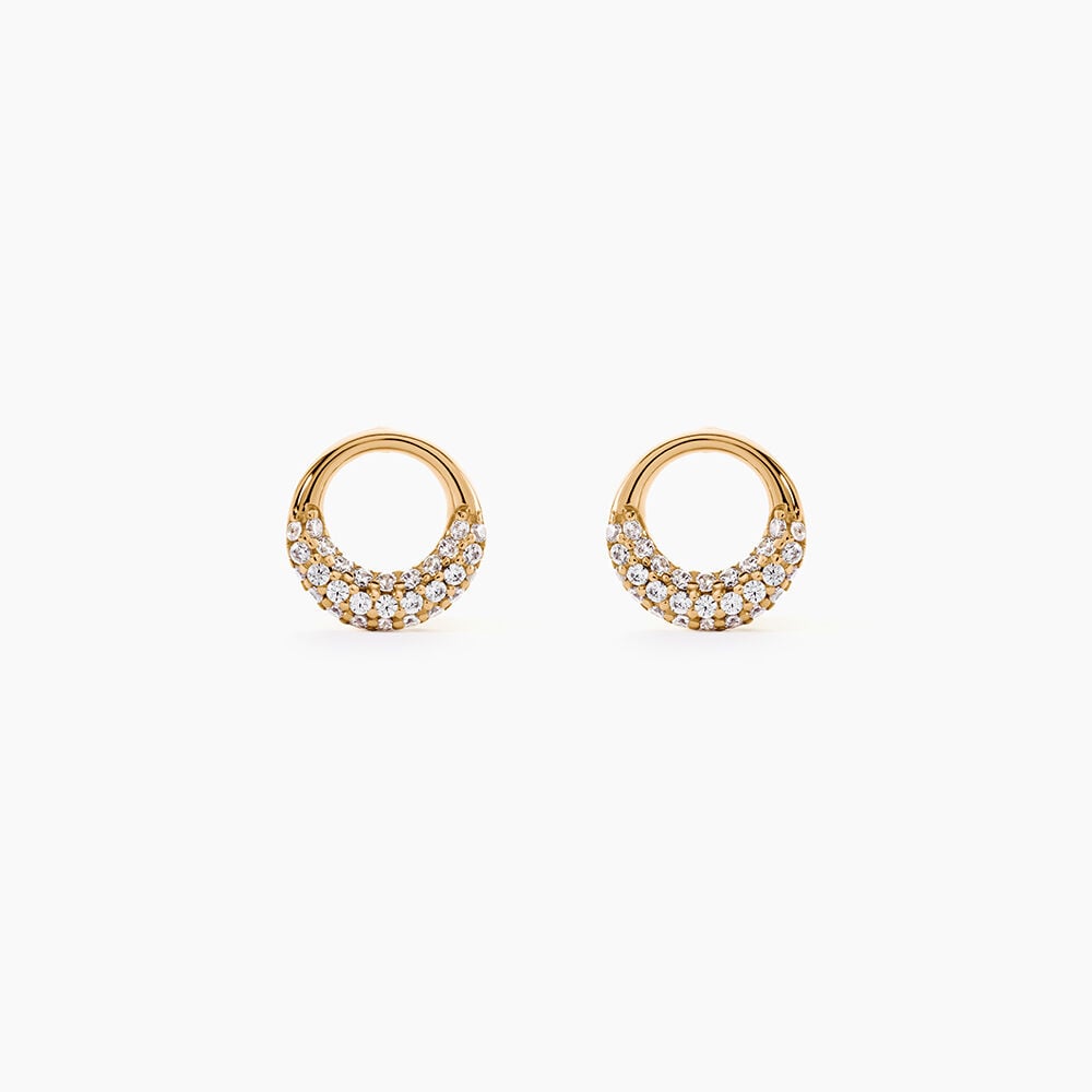 Boucles D'Oreilles Puces Shiny Et Bold Plaqu&eacute; Or Jaune Oxyde De Zirconium - Puces Femme | Marc Orian