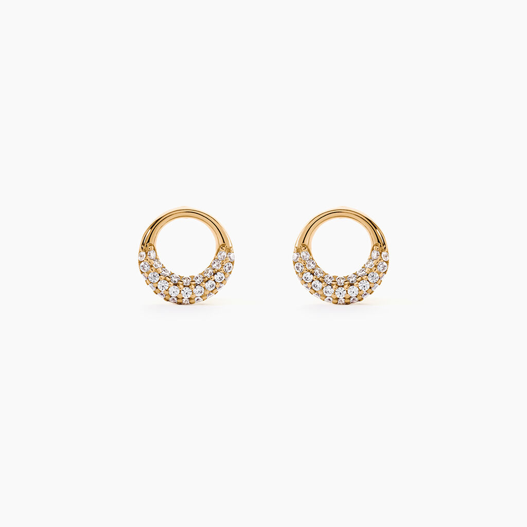 Boucles D'Oreilles Puces Shiny Et Bold Plaqu&eacute; Or Jaune Oxyde De Zirconium - Puces Femme | Marc Orian