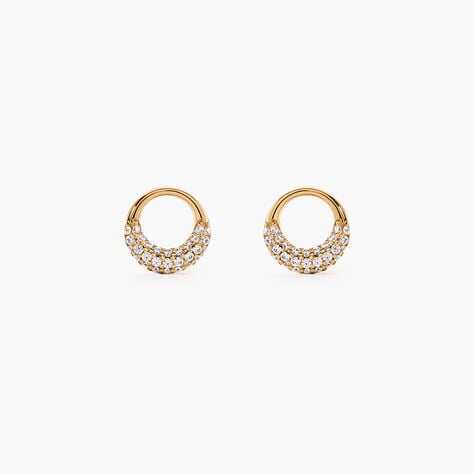 Boucles D'Oreilles Puces Shiny Et Bold Plaqu&eacute; Or Jaune Oxyde De Zirconium - Puces Femme | Marc Orian