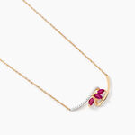 Collier Petale Or Bicolore Rubis Et Diamant - Colliers avec pierres Femme | Marc Orian