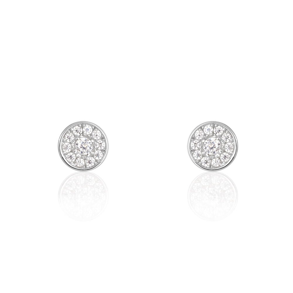 Boucles D'oreilles Puces Auxana Argent Blanc Oxyde De Zirconium - Puces Femme | Marc Orian