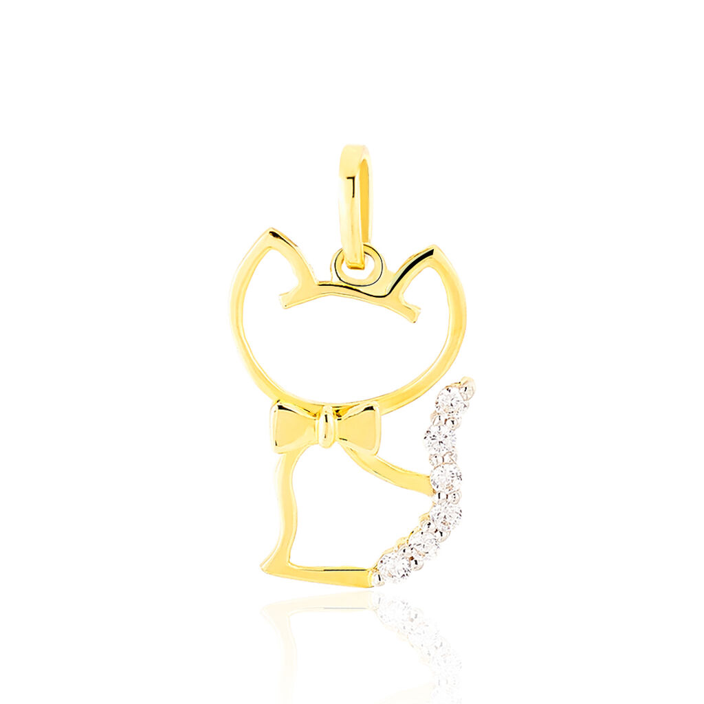 Pendentif Egee Chat Or Jaune Oxyde De Zirconium - Pendentifs Enfant | Marc Orian