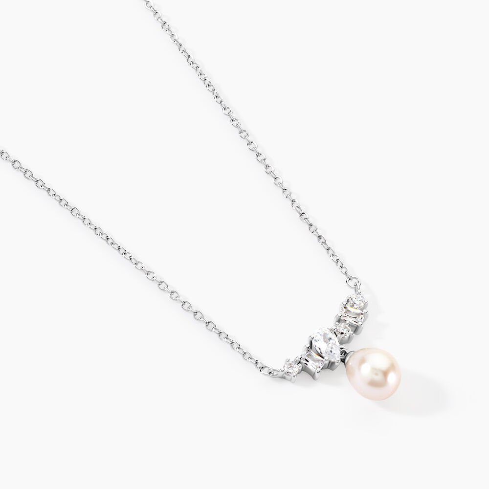 Collier Elea Argent Blanc Perle De Culture Oxyde De Zirconium - Colliers avec pierres Femme | Marc Orian