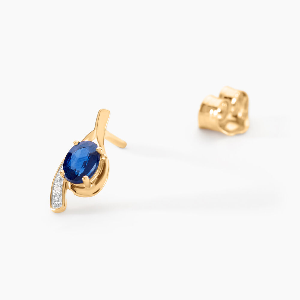 Bijoux D'oreilles Emotion Or Jaune Saphir Diamant - Puces Femme | Marc Orian