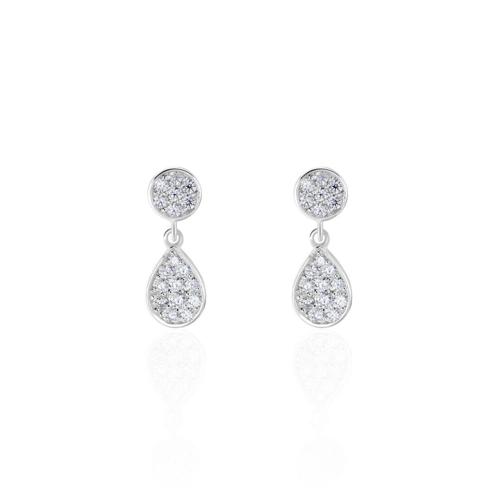 Boucles D'oreilles Pendantes Aletha Argent Blanc Oxyde De Zirconium - Pendantes Femme | Marc Orian