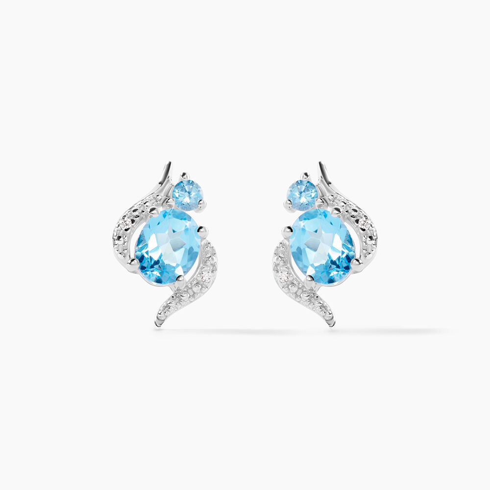 Boucles D'oreilles Puces Sunset Or Blanc Topaze Oxyde - Puces Femme | Marc Orian