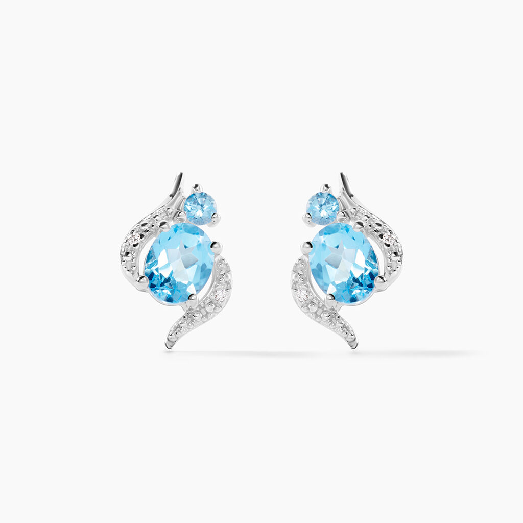 Boucles D'oreilles Puces Sunset Or Blanc Topaze Oxyde - Puces Femme | Marc Orian