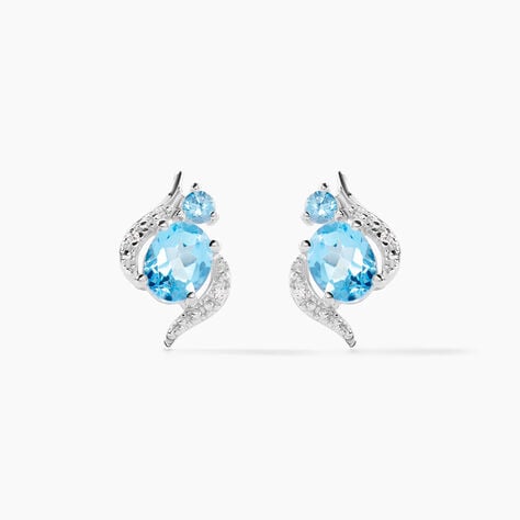 Boucles D'oreilles Puces Sunset Or Blanc Topaze Oxyde - Puces Femme | Marc Orian