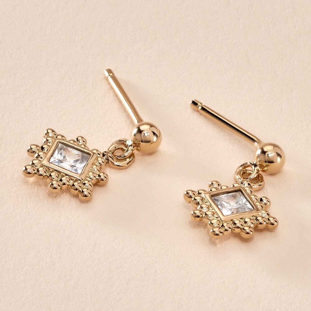 Boucles D'oreilles Pendantes Bobbie Plaqué Or Jaune Oxyde De Zirconium - Pendantes Femme | Marc Orian