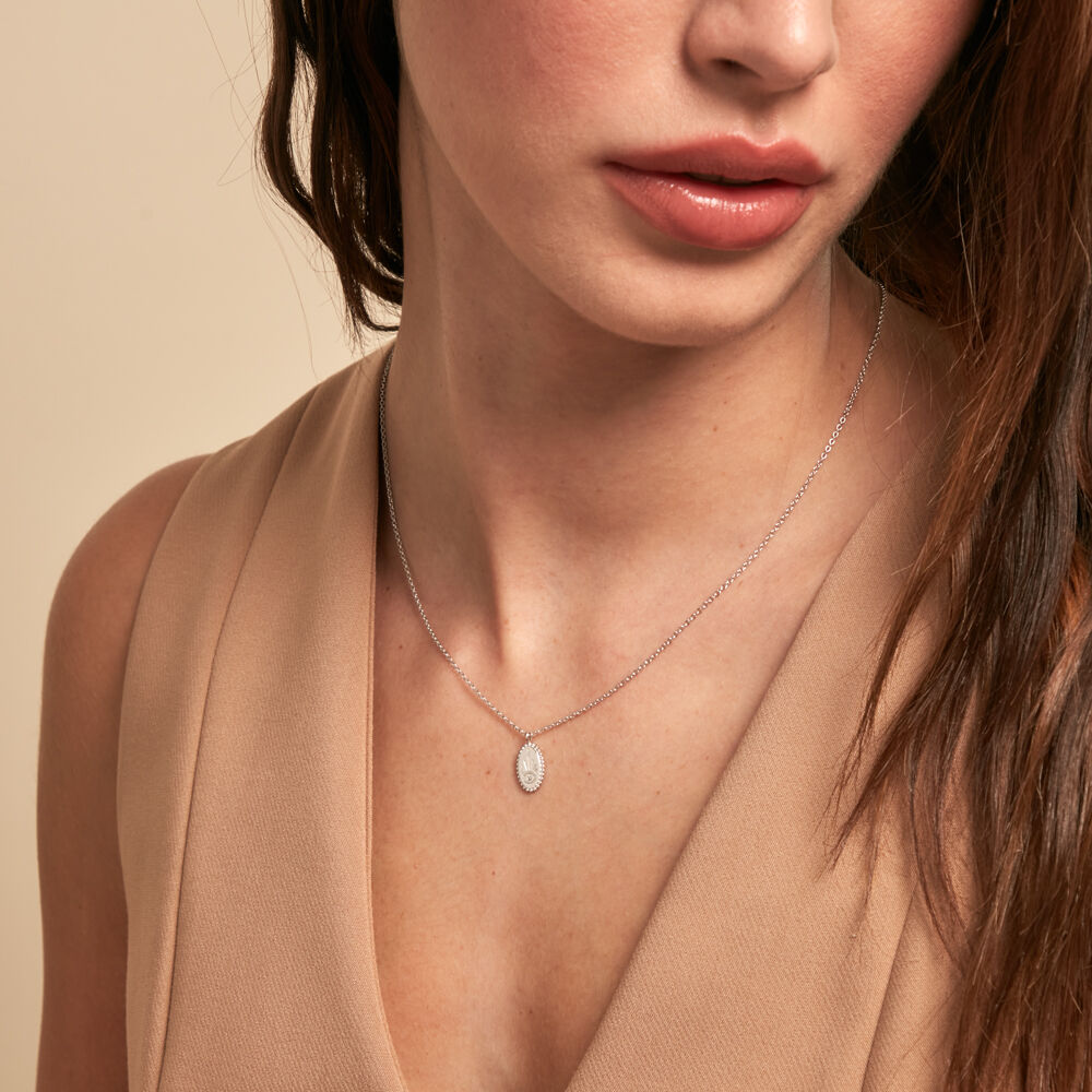 Collier Dhyana Argent Blanc Oxyde De Zirconium - Colliers avec pierres Femme | Marc Orian