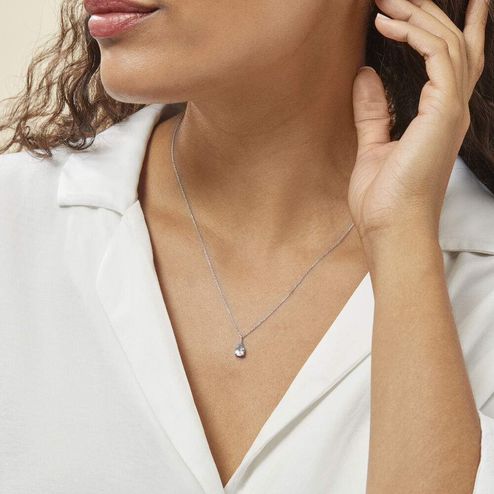 Collier Goutte Or Blanc Topaze - Colliers avec pierres Femme | Marc Orian