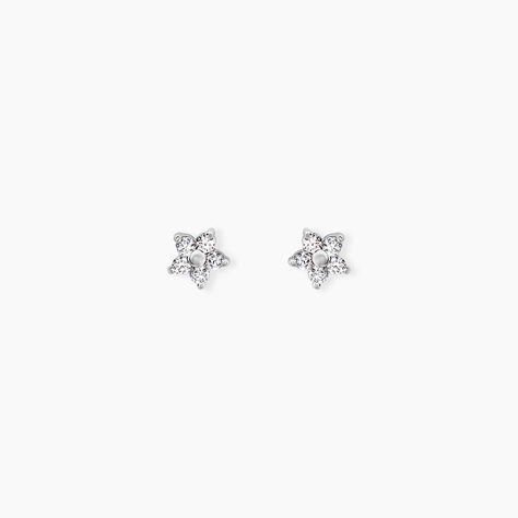 Boucles D'oreilles Puces Meriame Argent Blanc Oxyde De Zirconium - Nouveautés Femme | Marc Orian