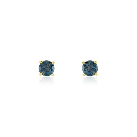 Boucles D'oreilles Puces Elea Or Jaune Topaze Bleu London - Puces Femme | Marc Orian