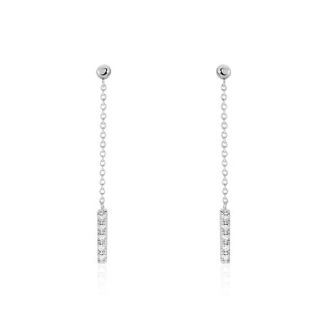 Boucles D'oreilles Pendantes Marjenka Or Blanc Diamant - Pendantes Femme | Marc Orian