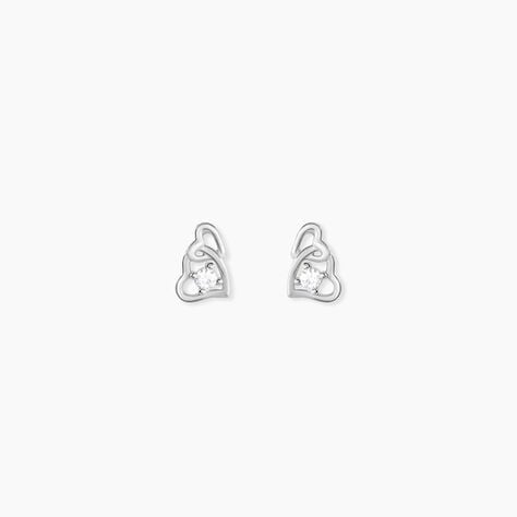 Boucles D'oreilles Puces Roma Argent Blanc Oxyde De Zirconium - Puces Femme | Marc Orian