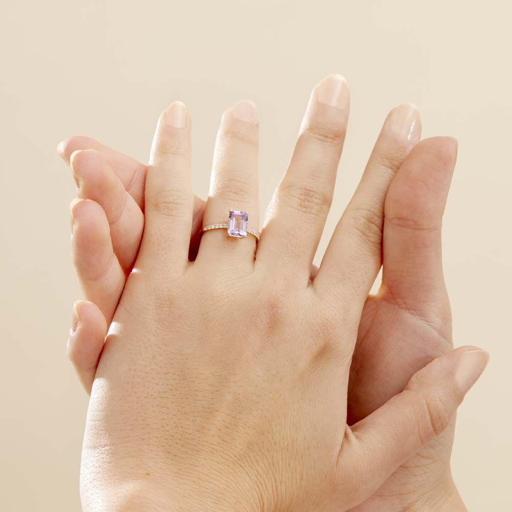 Bague Or Jaune Mone Amethyste Et Oxydes De Zirconium - Bagues pierres fines Femme | Marc Orian