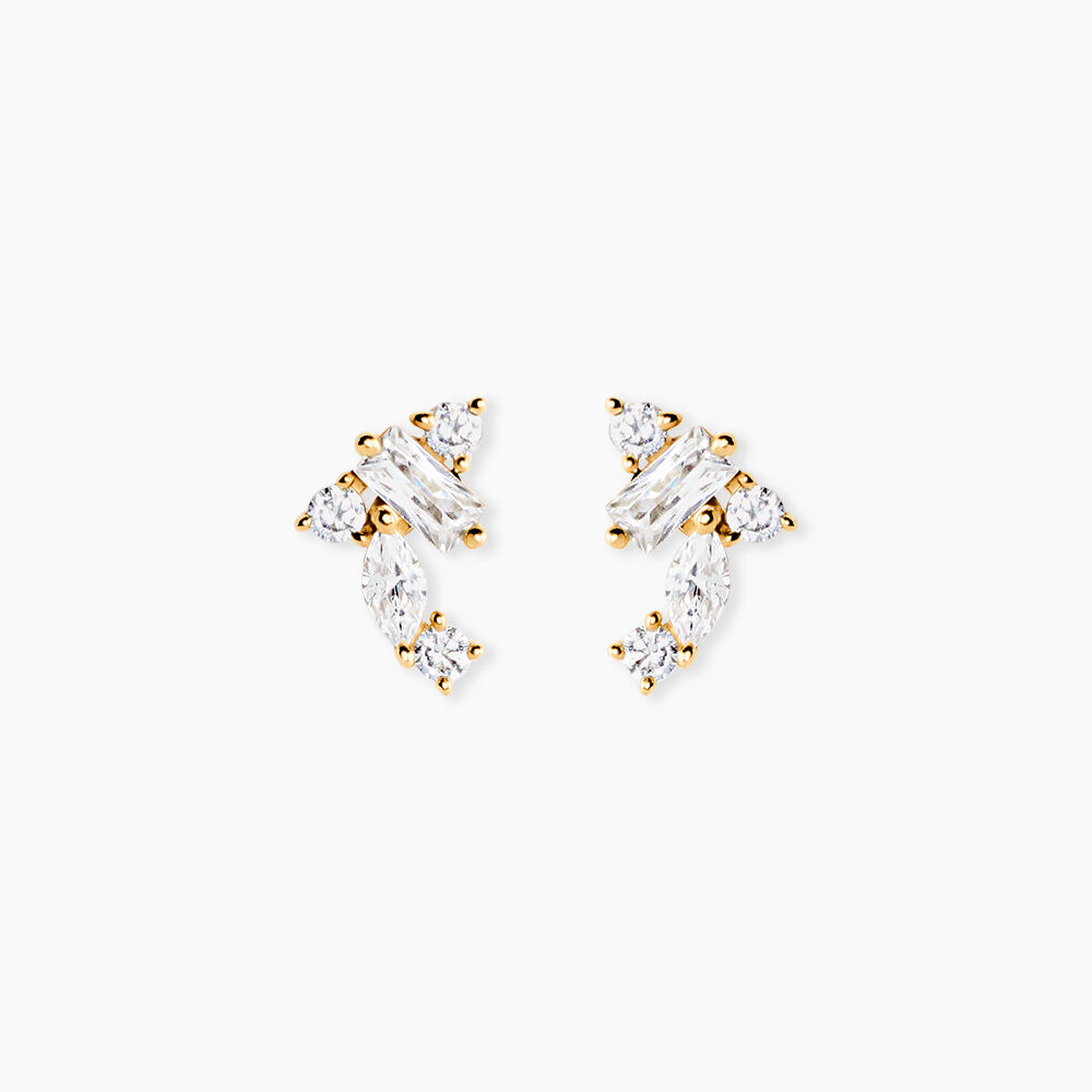 Boucles D'Oreilles Puces Astrea Or Jaune Oxyde De Zirconium - Puces Femme | Marc Orian