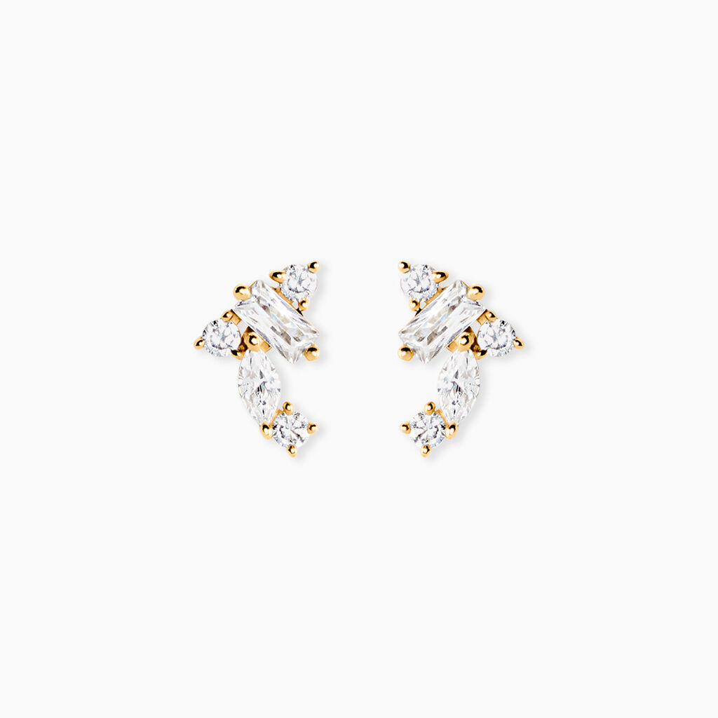 Boucles D'Oreilles Puces Astrea Or Jaune Oxyde De Zirconium - Puces Femme | Marc Orian