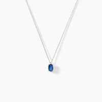 Collier Ovale Or Blanc Saphir