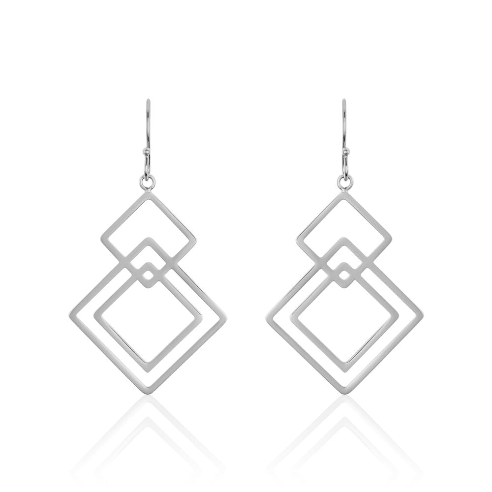 Boucles D'oreilles Pendantes Violetka Acier Blanc - Pendantes Femme | Marc Orian