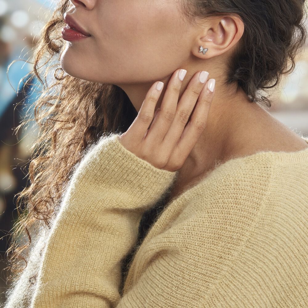 Boucles D'oreilles Puces Cadfan Argent Blanc Oxyde - Puces Femme | Marc Orian