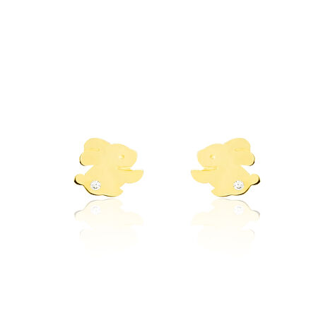 Boucles D'oreilles Puces Elioussa Lapin Or Jaune Oxyde De Zirconium - Puces Femme | Marc Orian