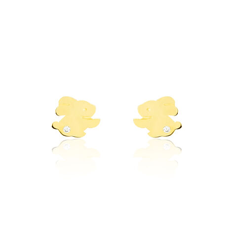 Boucles D'oreilles Puces Elioussa Lapin Or Jaune Oxyde De Zirconium - Clous d'oreilles Femme | Marc Orian