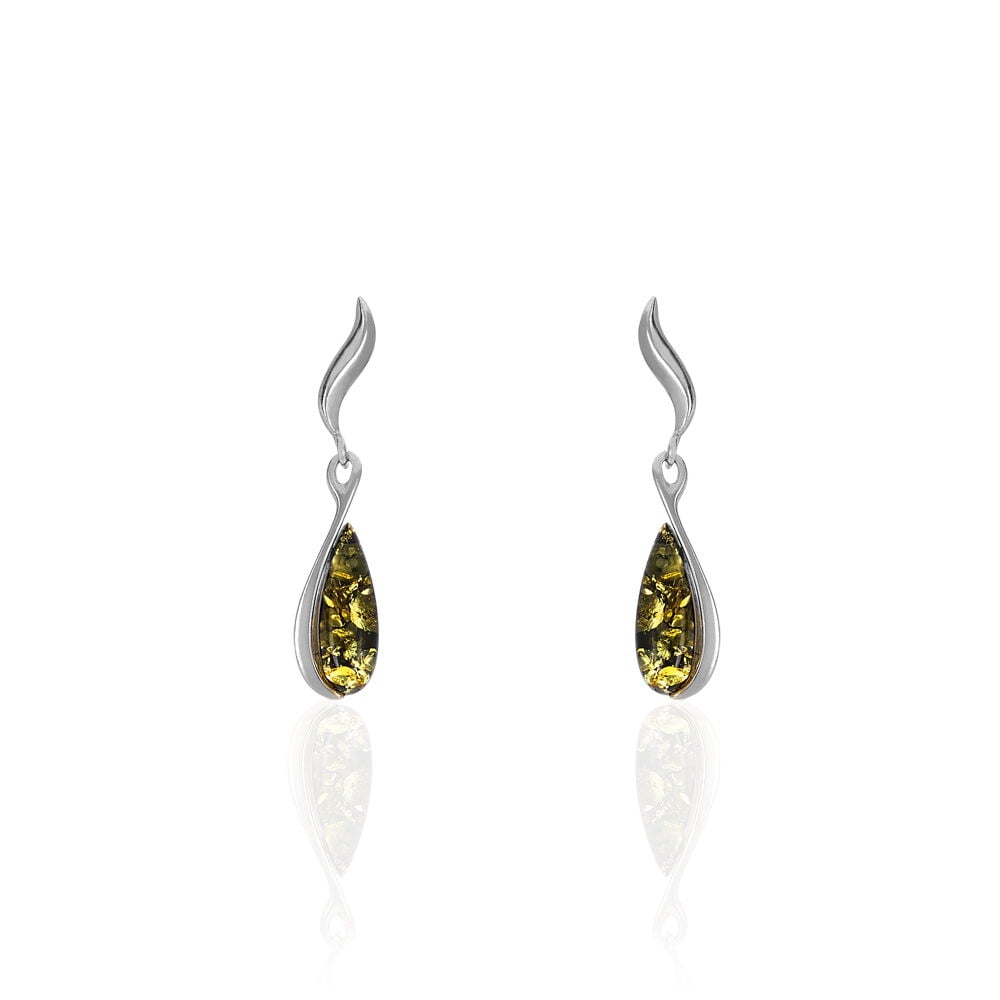 Boucles D'oreilles Pendantes Argent Blanc Odilon Ambre - Pendantes Femme | Marc Orian