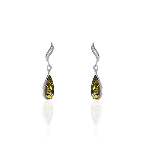 Boucles D'oreilles Pendantes Argent Blanc Odilon Ambre - Pendantes Femme | Marc Orian