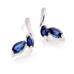 Boucles D'oreilles Pendantes Navette Or Blanc Saphir - Boucles d'oreilles mariage Femme | Marc Orian