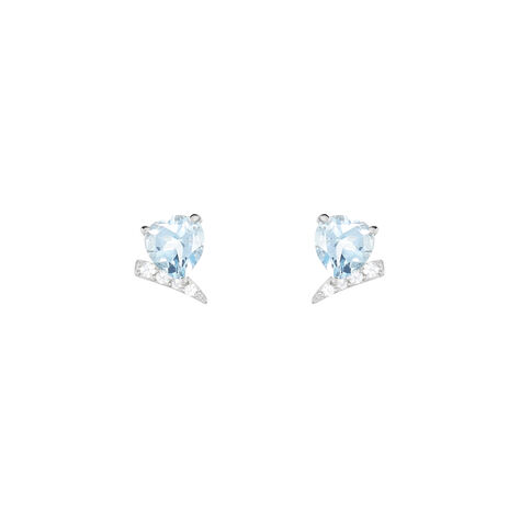 Boucles D'oreilles Puces Eva Or Blanc Topaze Et Oxyde De Zirconium - Puces Femme | Marc Orian