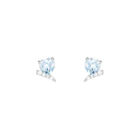 Boucles D'oreilles Puces Eva Or Blanc Topaze Et Oxyde De Zirconium - Clous d'oreilles Femme | Marc Orian