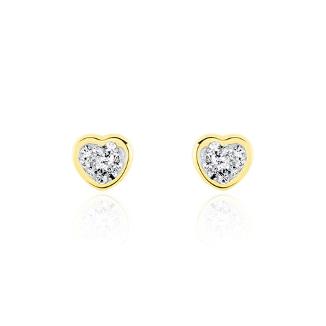 Boucles D'oreilles Puces Daria Cœur 0 Or Jaune Strass - Clous d'oreilles Femme | Marc Orian