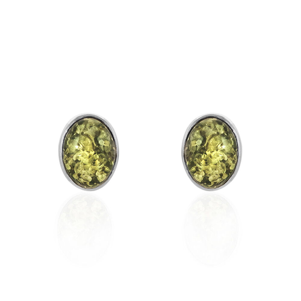 Boucles D'oreilles Puces Argent Blanc Anise Ambre - Puces Femme | Marc Orian
