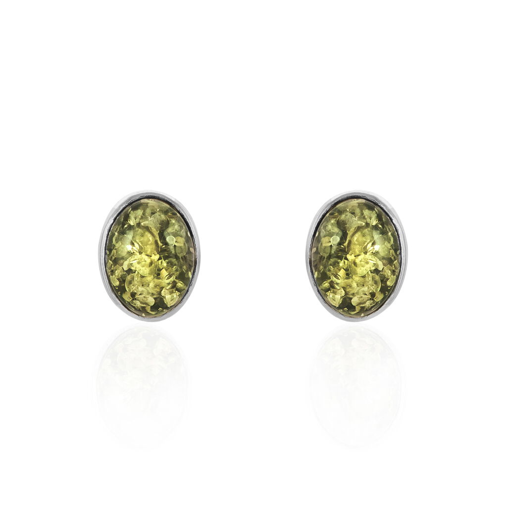 Boucles D'oreilles Puces Argent Blanc Anise Ambre - Puces Femme | Marc Orian