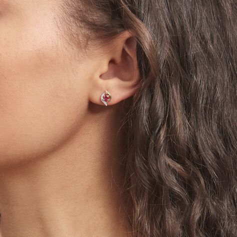 Boucles D'oreilles Puces Lydia Or Bicolore Rubis - Clous d'oreilles Femme | Marc Orian