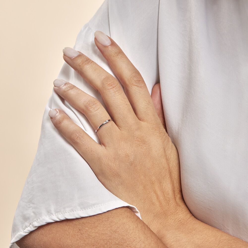 Bague Solitaire Superposition Or Blanc Diamant - Parures de mariage Femme | Marc Orian