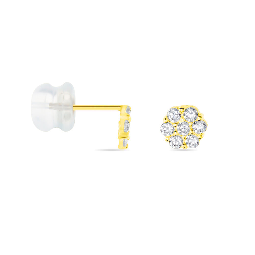 Boucles D'oreilles Puces Eleanor Fleur Or Jaune Oxyde De Zirconium - Puces Femme | Marc Orian