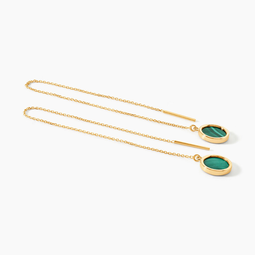 Boucles D'oreilles Pendantes Florica Or Jaune Malachite - Pendantes Femme | Marc Orian