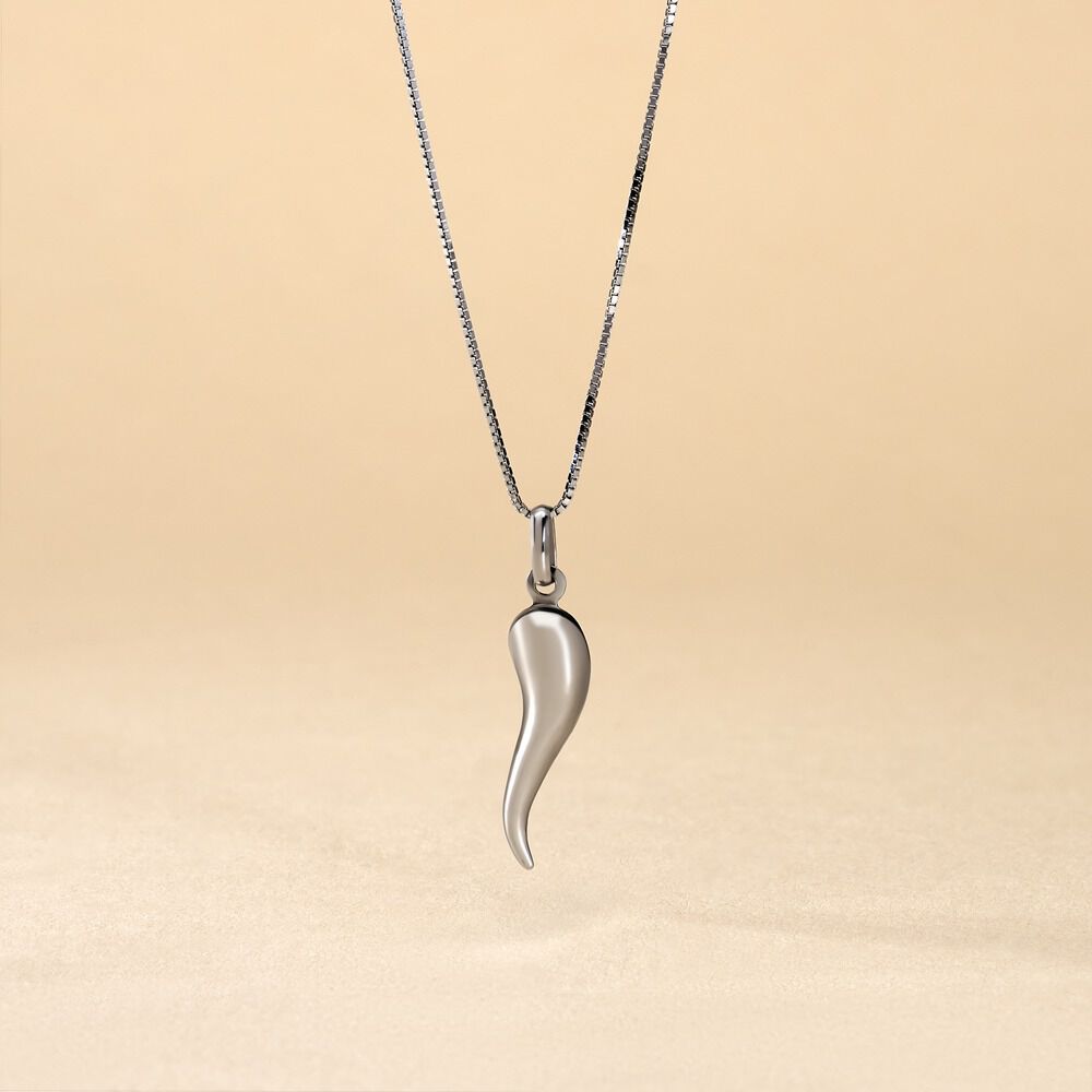 Pendentif Felicette Corne Abondance Or Blanc - Pendentifs Unisex | Marc Orian