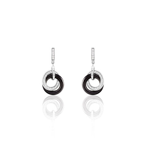 Boucles D'oreilles Pendantes You&me Argent Blanc C&eacute;ramique Et Oxyde - Pendantes Femme | Marc Orian