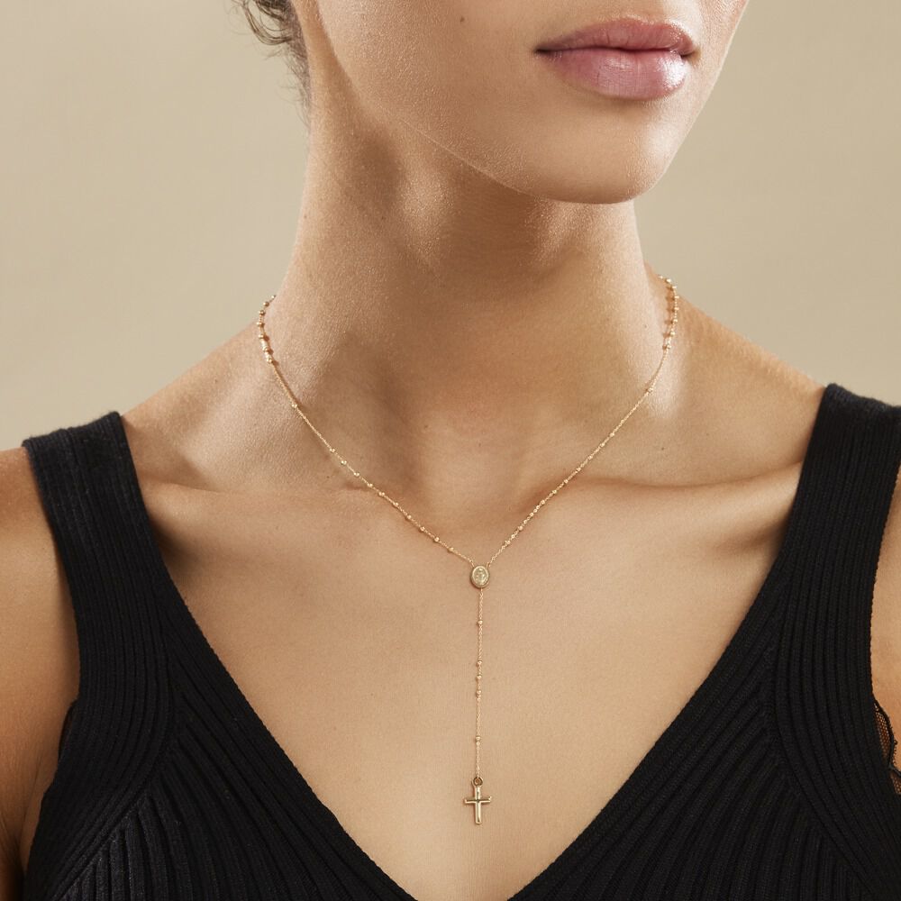 Collier Evelina Croix Maille Boule Or Jaune - Colliers ete Famille | Marc Orian