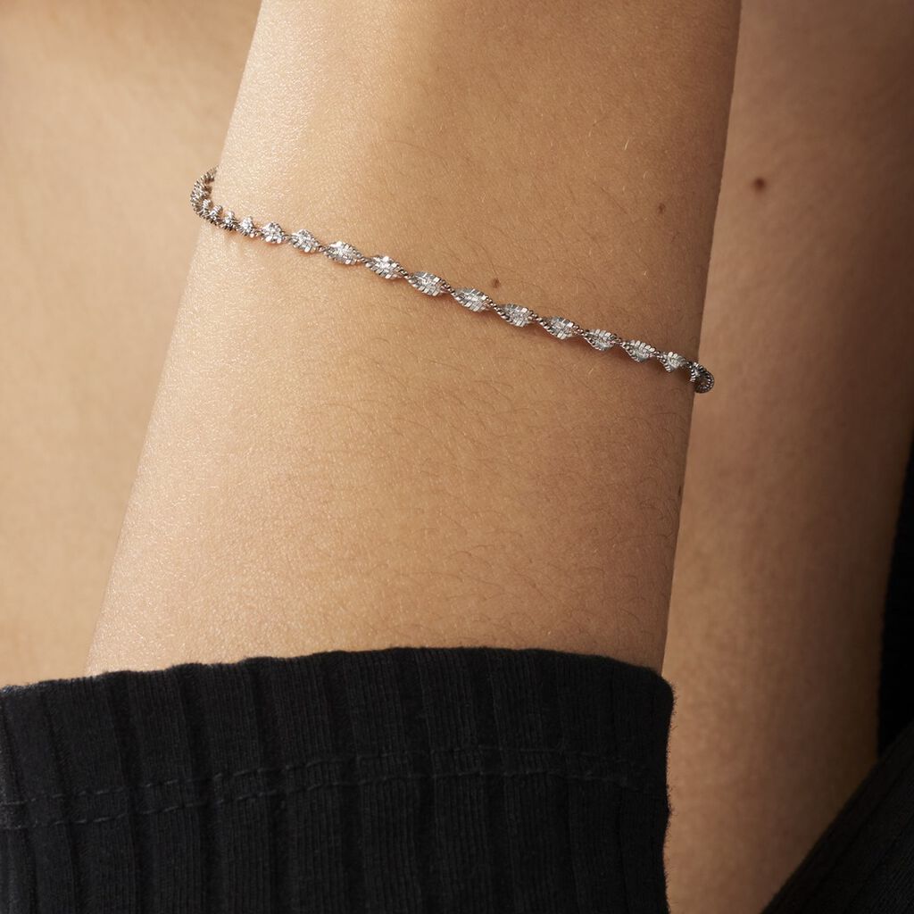 Bracelet Ciana Torsade Diamante Argent Blanc - Bracelets chaînes Femme | Marc Orian