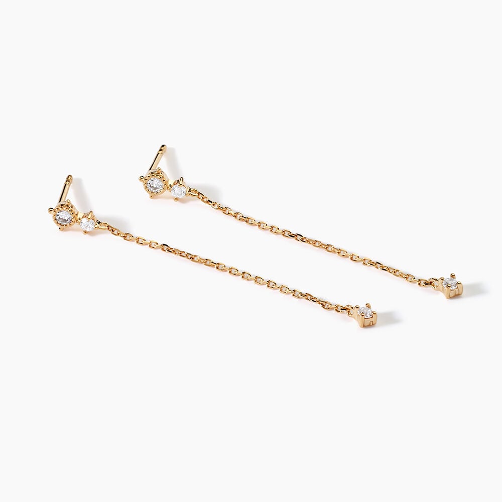 Boucles D'oreilles Pendantes &eacute;clat Perl&eacute; Plaqu&eacute; Or Oxyde De Zirconium - Pendantes Femme | Marc Orian