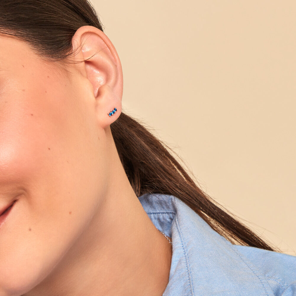 Boucles D'oreilles Puces Mai-ly Argent Blanc Spinelle - Nouveautés Femme | Marc Orian